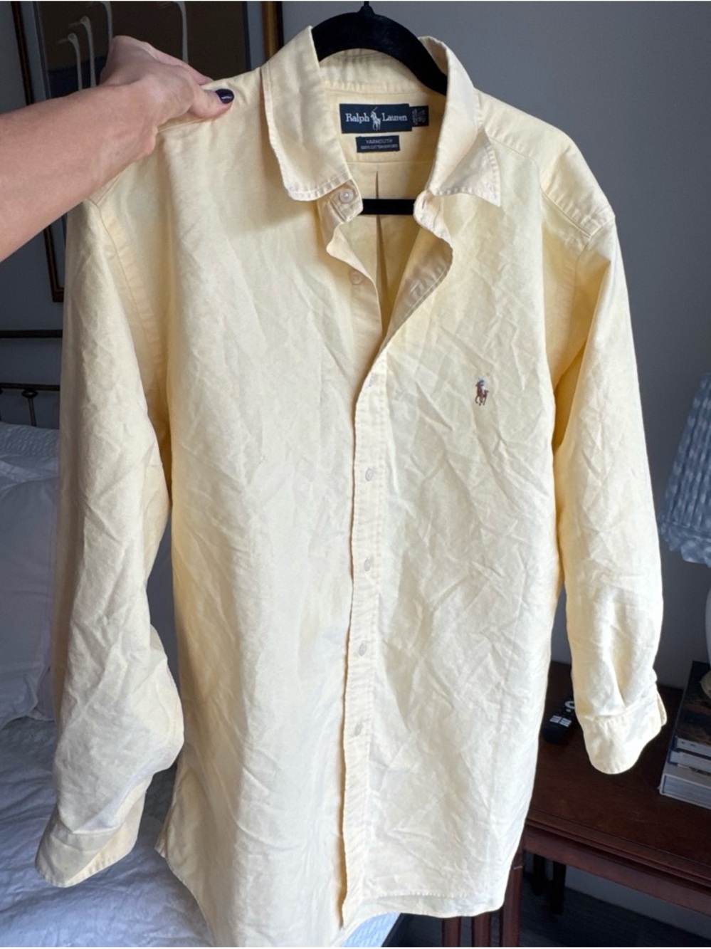 Ralph Lauren Men's Pale Yellow Long-Sleeve Button-Down Shirt